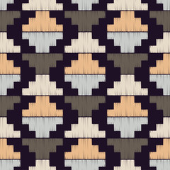 Embroidery. Ethnic boho ornament. Hatch. Seamless pattern. Tribal motif. Vector illustration for web design or print.