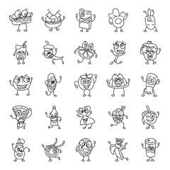  Funny Fast Food and Snacks Hand Drawn Vectors 