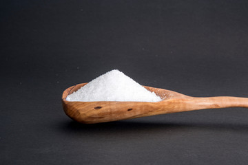 wooden spoon with sea salt
