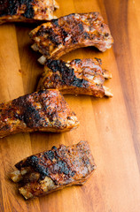 Pork BBQ Ribs. Traditional classic american barbecue staple. Pork ribs seasoned with a dry rub and...