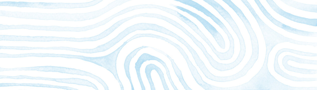 Fototapeta Light blue abstract stripes watercolor horizontal background. Inspired by tribal body paint. Raster banner template.