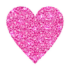 Love illustration with pink glitter heart. Sparkle background for Valentine’s day