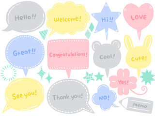 吹き出し（主線なし・パステルカラー）