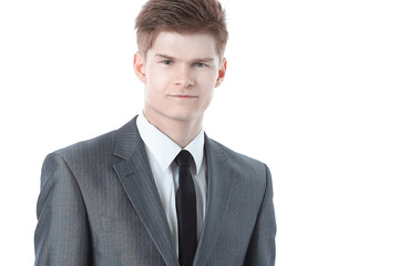 Half-length portrait of business man with crossed hands,