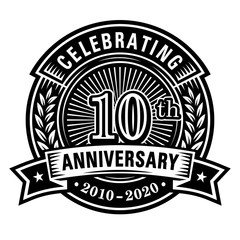 10 years of celebrations design template. 10th logo. Vector and illustrations.