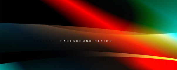 Wave liquid style lines with shadows and light on gradient background