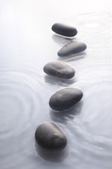 Fototapeta na wymiar zen stone on the water with copy space for your text