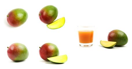 collage of mango fruits isolated on white background. mango multi photo