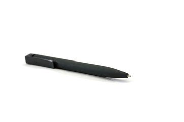 black pen isolated on white background. Place for text.