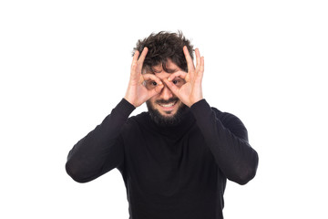 Fototapeta premium Young man in black