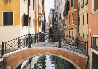 Young woman travel in Venice, Italy, Europe.