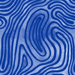 Wallpaper murals Painting and drawing lines Classic blue abstract striped watercolor seamless pattern inspired by tribal body paint. Raster.