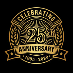 25 years of celebrations design template. 25th logo. Vector and illustrations.