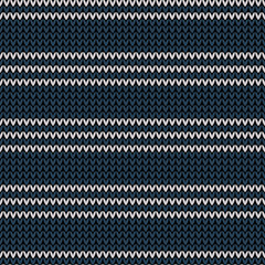 Knitted abstract pattern in blue and grey with simple classic horizontal stripes. Dark knit texture for everyday winter scarf, hat, top, socks, casual dress, or other modern textile design.