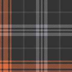 Tartan plaid pattern. Seamless striped texture check plaid in grey and orange for autumn or winter scarf, flannel shirt, blanket, throw, or other modern textile design.