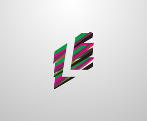 Letter L Logo. Abstract L letter design, made of various geometric shapes in color.