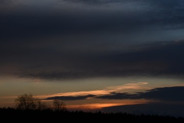 Morning Twilight Sky in Berlin Spandau of February 26, 2020, Germany