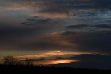 Fototapeta na wymiar Morning Twilight Sky in Berlin Spandau of February 26, 2020, Germany