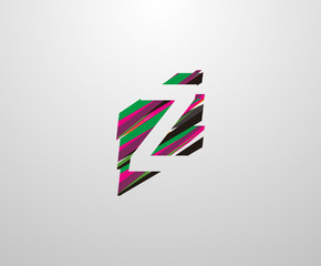 Letter Z Logo. Abstract Z letter design, made of various geometric shapes in color.