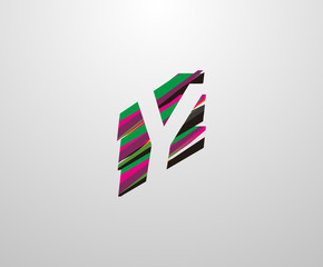 Letter Y Logo. Abstract Y letter design, made of various geometric shapes in color.