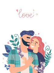 Obraz na płótnie Canvas Lovers man and woman hug. Happy family concept.