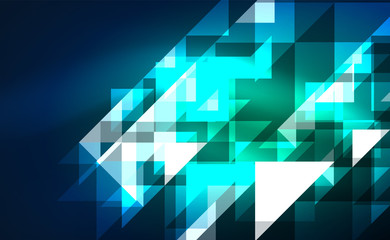 Obraz premium Abstract background, mosaic triangle pattern with transparent effects on glowing neon shiny backdrop. Vector Illustration For Wallpaper, Banner, Background, Card, Book Illustration, landing page