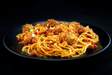 Spaghetti and Meatballs with Parmesan cheese