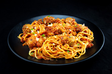 Spaghetti and Meatballs with Parmesan cheese