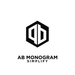 ab, ba, a b initial monogram hexagon letter black logo design