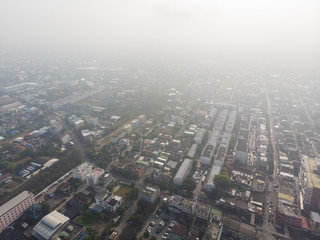 Fototapeta na wymiar Air pollution remains at hazardous levels PM 2.5 pollutants dust and smoke PM2.5 aerial view