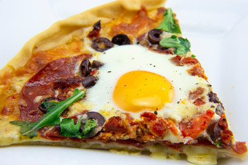 Chorizo and egg pizza
