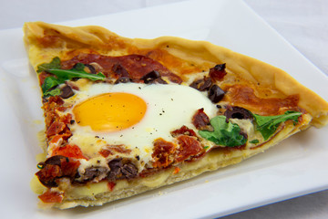 Chorizo and egg pizza