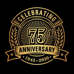 75 years of celebrations design template. 75th logo. Vector and illustrations.