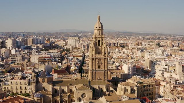 Aerial view of Murcia Cathedral on a sunny day