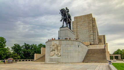 Obraz premium Equestrian Statue of Jan Zizka timelapse at Czech National Museum in Vitkov, Prague.