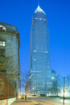 Cleveland, Ohio, United States - Key tower designed by architect Cesar Pelli at dawn.