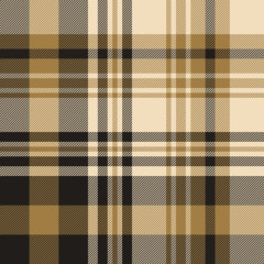 Tartan plaid pattern background. Seamless large striped asymmetric check plaid graphic in nearly black and gold for scarf, blanket, throw, upholstery, or other modern textile design.