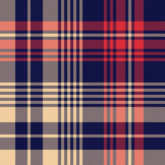 Tartan plaid pattern background. Seamless striped large check plaid graphic in beige, blue, and red for scarf, flannel shirt, blanket, throw, upholstery, or other modern winter or autumn fabric design