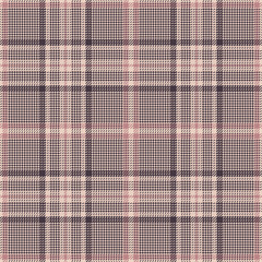 Glen plaid pattern. Classic seamless hounds tooth tartan check plaid texture in grey, pink, and beige for trousers, coat, skirt, jacket, or other modern spring or autumn fashion tweed clothes print.