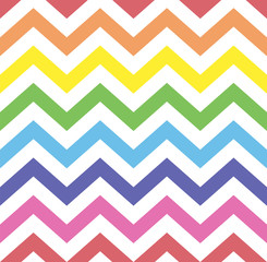 Rainbow seamless zigzag pattern, vector illustration. Chevron zigzag pattern with colorful lines. Kids rainbow background