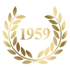 Year 1959 gold laurel wreath vector isolated on a white background 