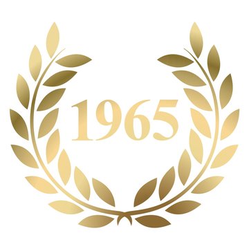 Year 1965 gold laurel wreath vector isolated on a white background 