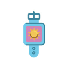 smartwatch with sun icon, flat style design
