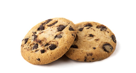 Chocolate chip cookie isolated on white background
