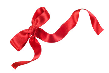 Close up Red ribbon bow for gift isolated on white background