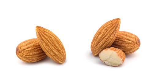 Almonds isolated on white background