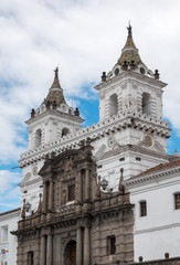 Fototapeta na wymiar San Francisco Church, historical center of Quito, founded in the 16th century on the ruins of an Inca city, Ecuador
