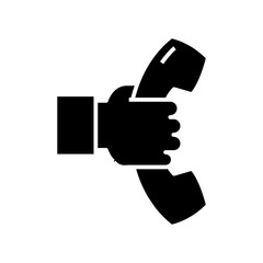 Calling black icon, concept illustration, vector flat symbol, glyph sign.