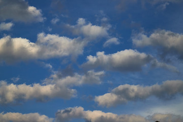 Beautiful, spring clouds in the blue sky, which portend the change of weather.