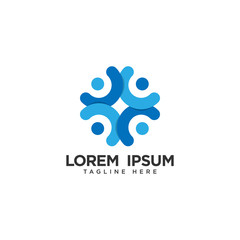 Human social, unity, together, connection, relation logo design template.